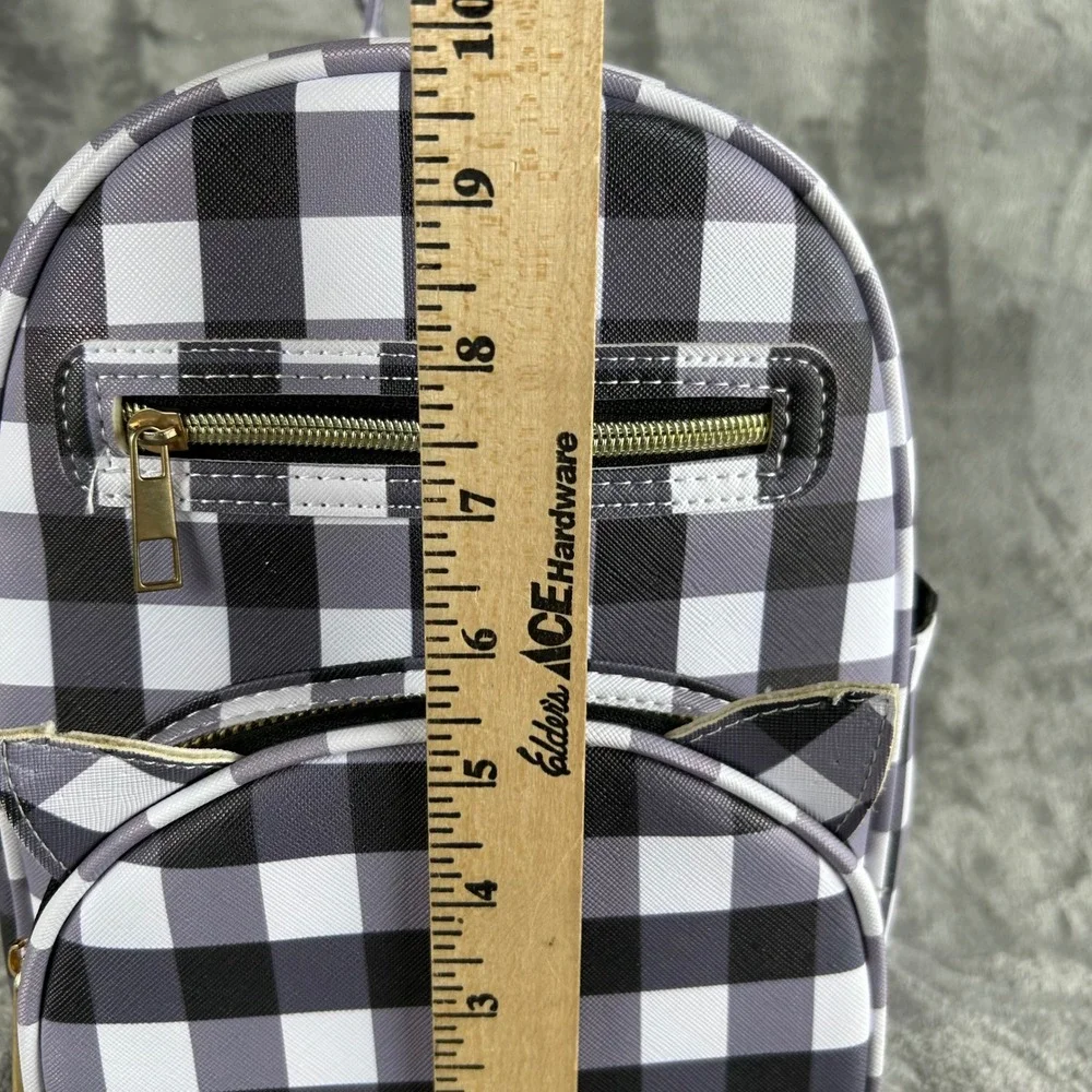 Under One Sky Gingham Mini Backpack Cat Ears Black White Check Faux Leather